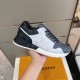 Upper Construction of L Trainers in grey and white Handheld angle showing the upper and lace construction of L trainers in grey and white