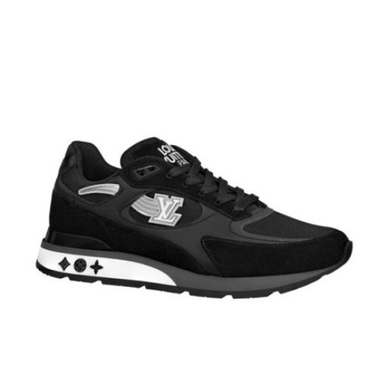 L black low top mesh trainers studio side profile view L black low top mesh trainers clean studio side view