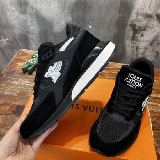 L black low top mesh trainers side profile and front pairing L black low top mesh trainers side and front layout