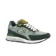 L green mesh and suede low top trainer shown in studio profile view