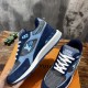 L blue mesh suede low top trainers side perspective and upper texture L blue mesh suede low top trainers side perspective and upper texture