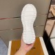 Outsole view of L Run Away Monogram Pattern Black Brown Sneakers Underside view showcasing the white textured rubber outsole of L Run Away Monogram Pattern Black Brown Sneakers