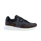 Outer side profile view of L Run Away Monogram Pattern Black Brown Sneakers L Run Away Monogram Pattern Black Brown Sneakers viewed from the outer side profile