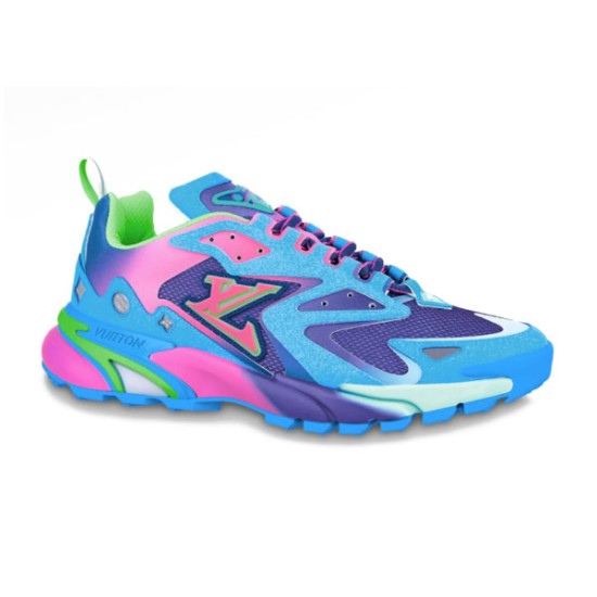 L Runner Tatic Blue Pink Mesh Trainers - Side Profile L Runner Tatic Blue Pink Mesh Trainers side profile view
