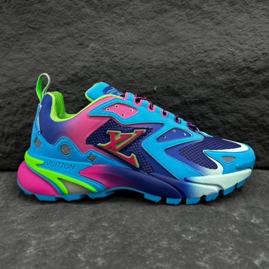 L Runner Tatic Blue Pink Mesh Trainers - Outer Lateral View L Runner Tatic Blue Pink Mesh Trainers outer lateral profile