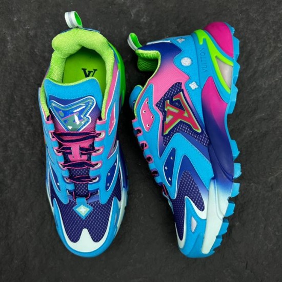 L Runner Tatic Blue Pink Mesh Trainers - Top-Down View L Runner Tatic Blue Pink Mesh Trainers top-down layout view