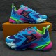 L Runner Tatic Blue Pink Mesh Trainers - Paired Box View L Runner Tatic Blue Pink Mesh Trainers paired display on orange box