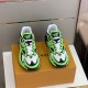 L Runner Tactic Green Mesh Leather Trainers Front Overhead Angle L Runner Tactic Green Mesh Leather Trainers front overhead view of pair