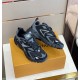 L Runner Tactic Low Top Mesh Trainers In Black And Grey diagonal upper view