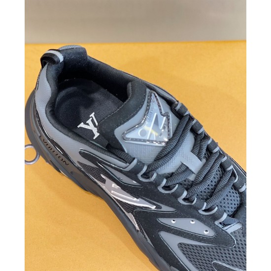 L Runner Tactic Low Top Mesh Trainers In Black And Grey inner tongue and branded insole