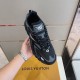 L Runner Tactic Low Top Mesh Trainers In Black And Grey top down view of single shoe