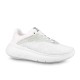 Side view of L white trainers Side profile of L white trainers with monogram pattern
