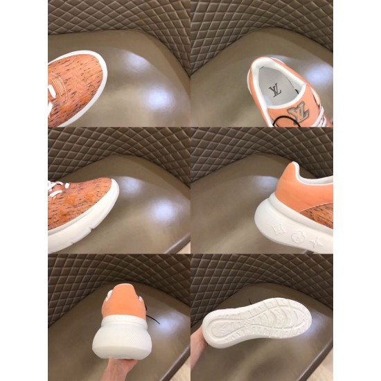 L Show Up Low Top Monogram Trainers Peach detail grid of toe, insole, heel and sole