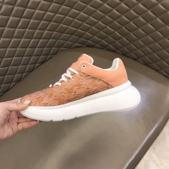 L Show Up Low Top Monogram Trainers Peach medial side profile