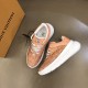L Show Up Low Top Monogram Trainers Peach top-down angled view
