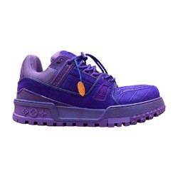 L Purple Embossed Leather Low Top Chunky Trainers