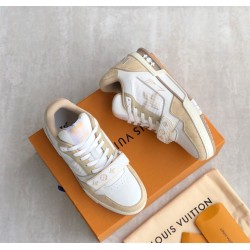 L Trainer Low Top Beige White Strap Trainers L Trainer Low Top Beige White Strap Trainers