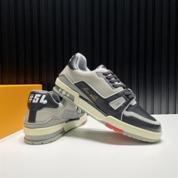 L Trainer Low Top Black Grey Leather Trainers Low-Top L Trainer Low Top Black Grey Leather Trainers Low-Top