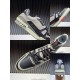 L Trainer Multi-Angle Collage in black and grey L Trainer low top black and grey leather trainers multi-angle collage view