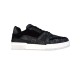 Side View - L Trainer Monogram Canvas Low Top Black Trainers in black and white Side profile of L Trainer Monogram Canvas Low Top Black Trainers showing white midsole