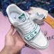 L Trainer Green Mesh Low Top Trainers Top View Top-down view of L Trainer Green Mesh Low Top Trainers showcasing laces and tongue
