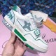 L Trainer Green Mesh Low Top Trainers Side Detail Close-up of the mesh side panel on the L Trainer Green Mesh Low Top Trainers