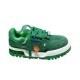 Green L Suede Platform Low-Top Sneakers Studio View in green and white Studio side profile of green L suede platform low-top sneakers on white