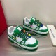 L Trainer Maxi Low Top Trainers White Green - Pair Angle Angled pair view of L Trainer Maxi trainers showcasing green and white uppers