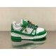 L Trainer Maxi Low Top Trainers White Green - Lateral Profile Lateral side view of L Trainer Maxi trainers in white and green colourway