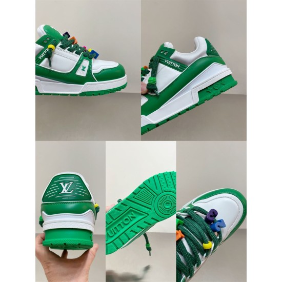 L Trainer Maxi Low Top Trainers White Green - Detail Grid Composite detail view of L Trainer Maxi trainers showing heel, sole, and toe in white and green