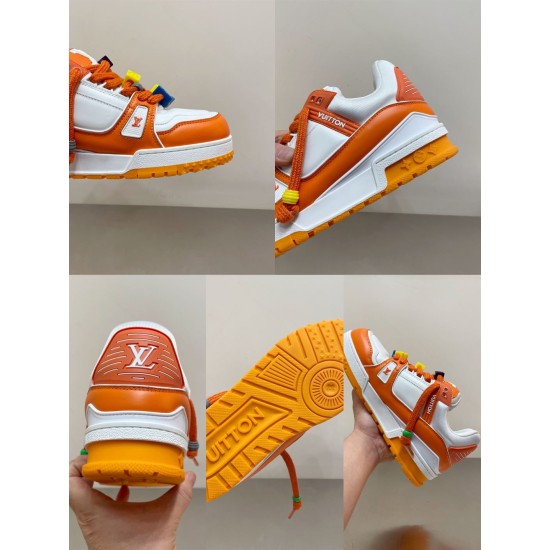 Replica L 9097 LLVS115 Buddha Luxury Replica L Trainer Maxi Low-Top Sneakers In White And Orange – Lvs115 Uk - 9097 - Buddha Luxury