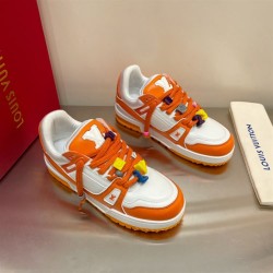 L Trainer Maxi Low-Top Sneakers In White And Orange – Lvs115 Uk L Trainer Maxi Low-Top Sneakers In White And Orange – Lvs115 Uk