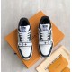 Top view of L Monogram Denim Strap Trainers in black and white Top view of L Monogram Denim Strap Trainers in black and white