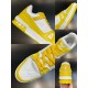Composite Detail View - L Trainer Low Top Yellow And White Leather Trainers Multi-angle composite view displaying various details of L Trainer Low Top Yellow And White Leather Trainers