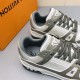 L Trainer Sneaker Low Top White Grey Monogram Leather Interior Detail L Trainer Sneaker Low Top White Grey Monogram Leather collar and tongue interior