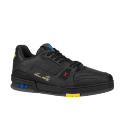 L Trainer Low Top Black Grained Leather Trainers