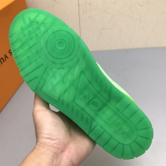 L green monogram denim trainers sole tread view Underneath view showing the tread pattern of the L green monogram denim trainers sole