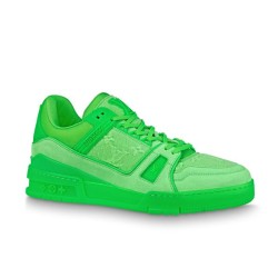 L Trainer Low Top Green Monogram Denim Sneakers