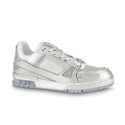 L Trainer Metallic Silver Low Top Sneakers