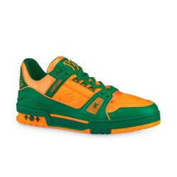 L Trainer Low Top Green And Orange Canvas Sneakers
