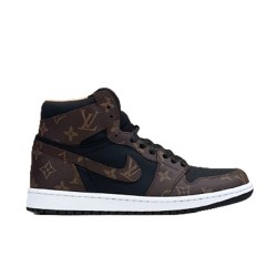 L Monogram High Top Leather Trainers Brown Black