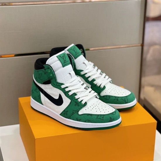 L Green White and Black High-Top Trainer Angled Pair View L green white and black high-top trainer angled pair view