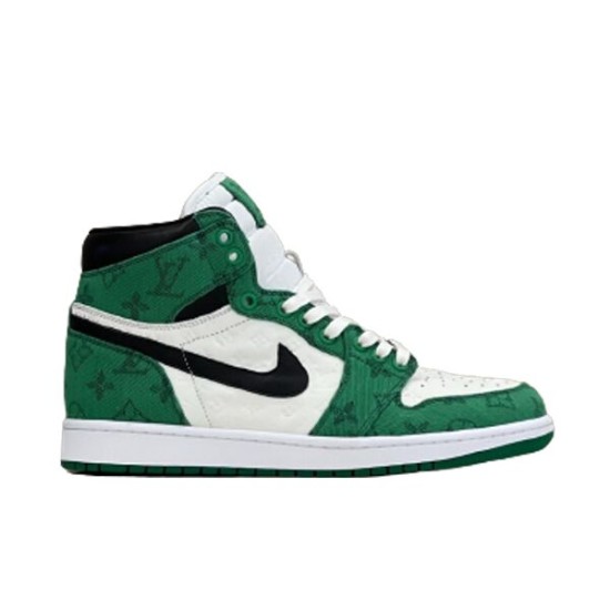 L Green White and Black High-Top Trainer Lateral Profile View L green white and black high-top trainer lateral profile view