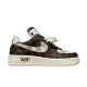 Nike Air Force 1 Low Patterned Brown Trainers lateral profile view