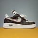 Single Nike Air Force 1 Low Patterned Brown Trainer standing profile
