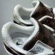Close-up view of padded collar and inner lining on brown trainers