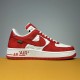 Nike Air Force 1 Low-Top Red White Trainers Lateral View Side profile view of Nike Air Force 1 Low-Top Red White Trainers showcasing the red Swoosh and white midsole