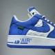 Nike Air Force 1 Low-Top Blue White Trainers Midsole Detail Close-up detail of lateral heel and midsole on blue and white Nike Air Force 1 trainer