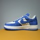 Nike Air Force 1 Low-Top Blue White Trainers Medial View Medial side view of Nike Air Force 1 Low-Top Blue White Trainers