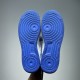 Nike Air Force 1 Low-Top Blue White Trainers Sole View Underside view of blue tread on Nike Air Force 1 low-top soles in blue and white